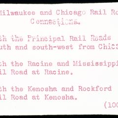Advertisement - Milwaukee and Chicago Rail Road