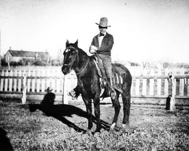 Equestrian in town--Aldo as Forest Assistant and chief of reconnaissance party, Arizona, 1910