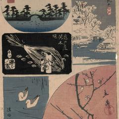 Five Vignettes of Edo, from the series Harimaze of Famous Places in Edo