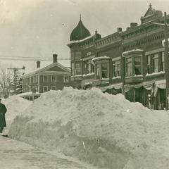 Winter scene on East Main Street, Evansville, Wisconsin