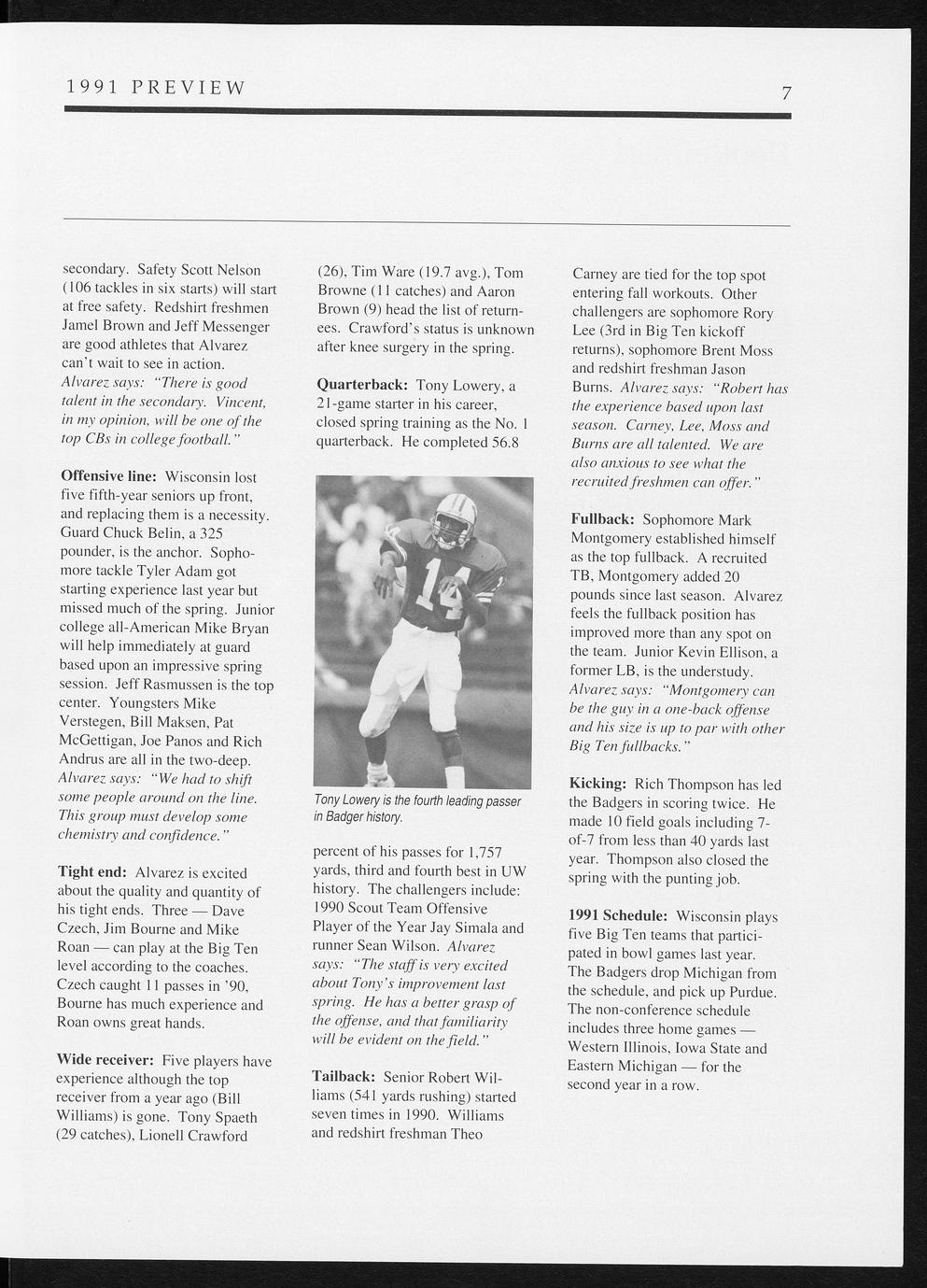 Badger football [1991] Full view UWDC UWMadison Libraries