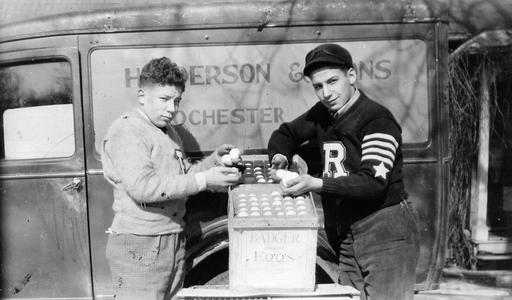 Frank and Ray Henderson with Egg Truck. Rochester, Wisconsin