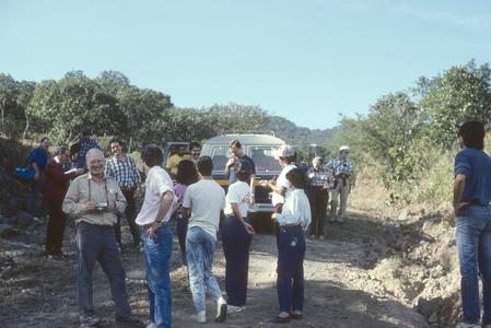 Peterson (facing camera) and symposium group above Ahuacapan