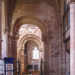 Carlisle Cathedral nave aisle across nave into opposite aisle