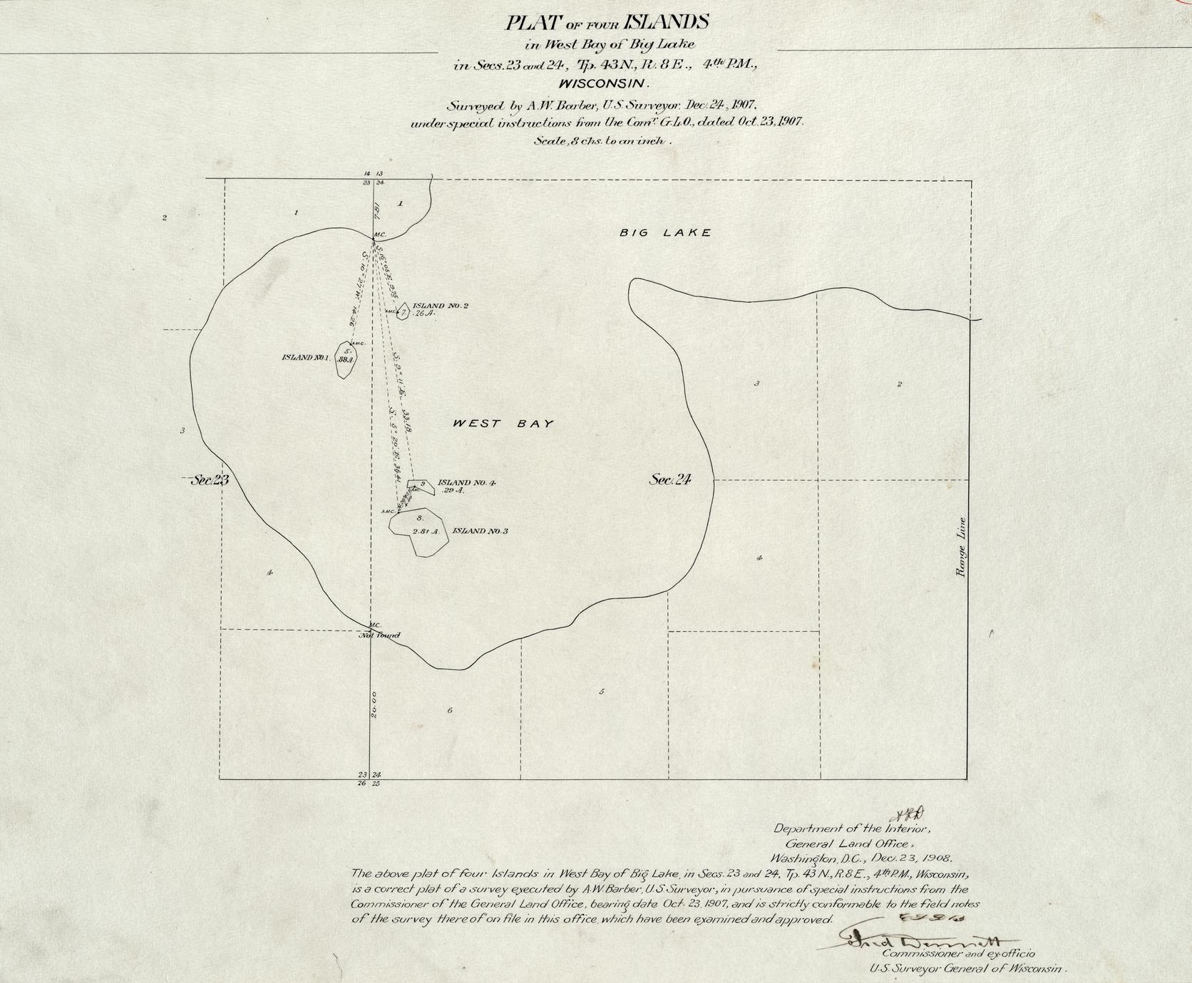 [Public Land Survey System map: Wisconsin Township 43 North, Range 08 East]