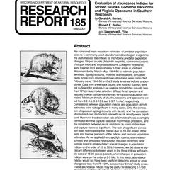 Evaluation of abundance indices for striped skunks, common raccoons and Virginia opossums in southern Wisconsin