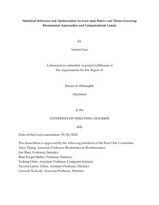 Statistical Inference and Optimization for Low-rank Matrix and Tensor Learning: Riemannian Approaches and Computational Limits