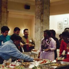 Getting food at 1993 Academic Advancement Program graduation ceremony