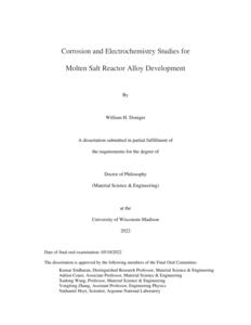 Corrosion and Electrochemistry Studies for Molten Salt Reactor Alloy Development