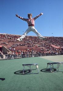 Cheerleader with a trampoline