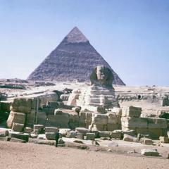 Frontal View of the Sphinx and the Pyramid of Khafre