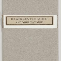 In ancient citadels and other thoughts