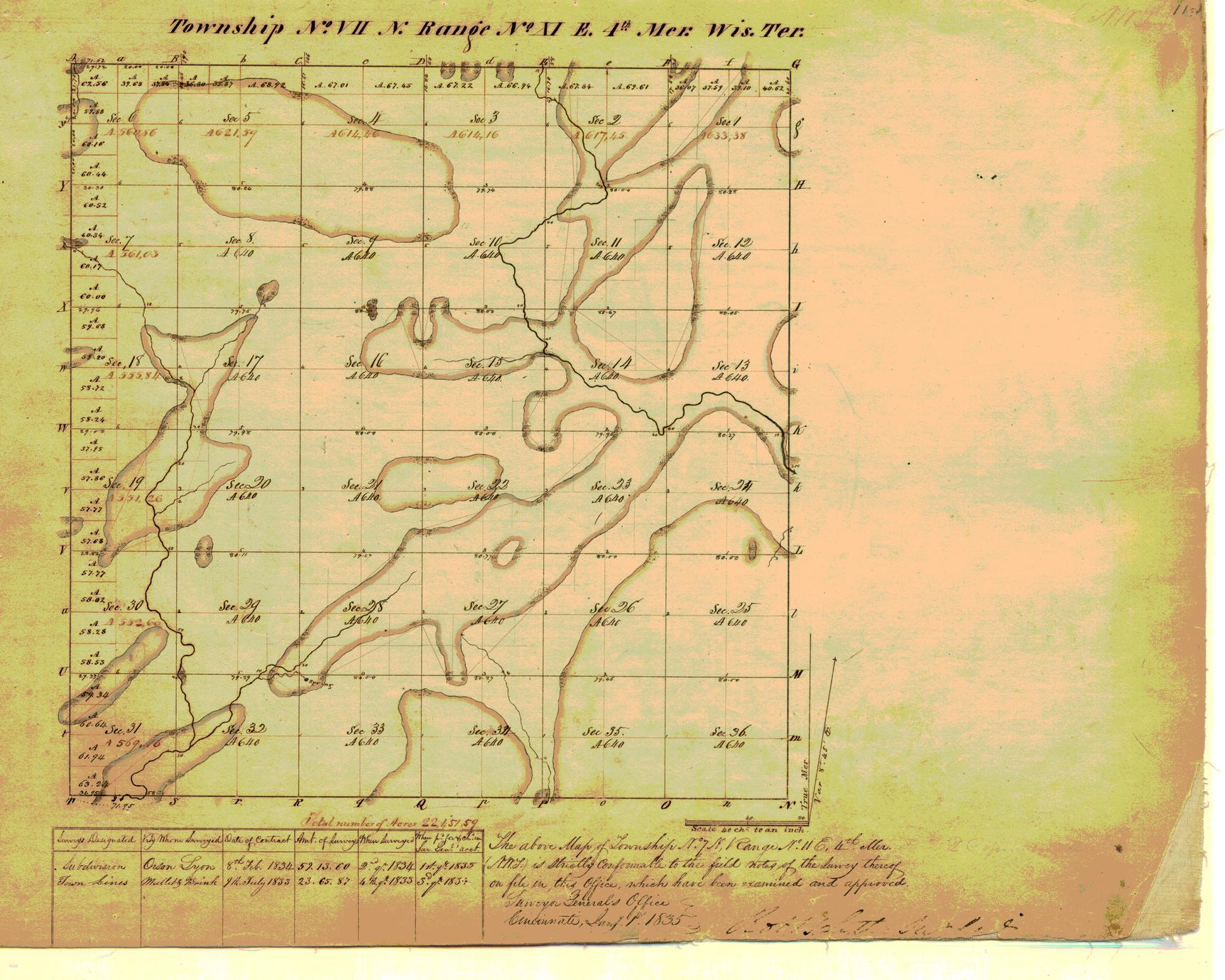 [Public Land Survey System map: Wisconsin Township 07 North, Range 11 East]