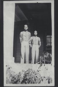 Two cadets standing in uniform, Baguio