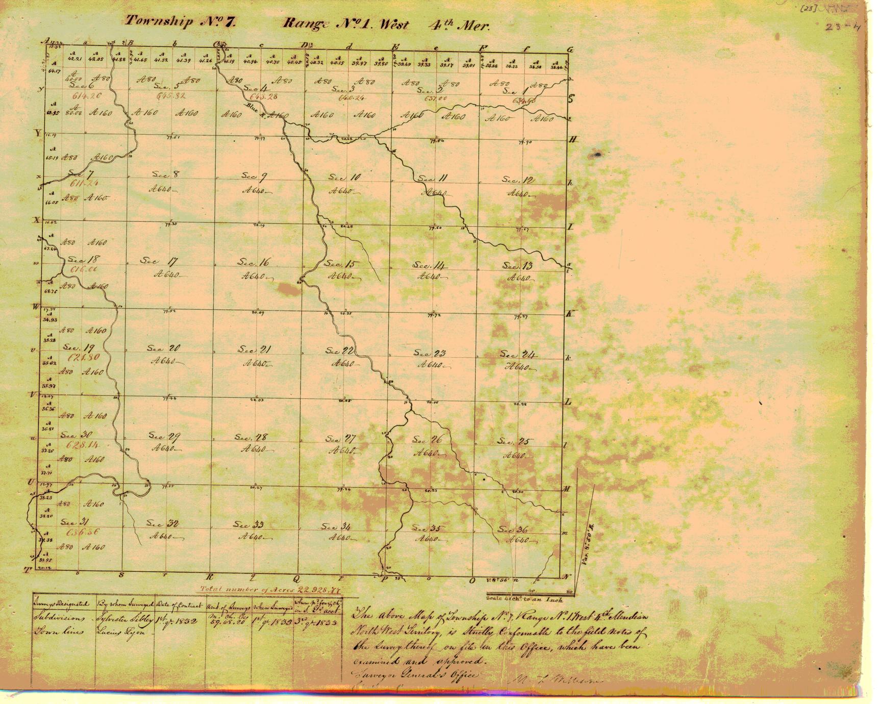 [Public Land Survey System map: Wisconsin Township 07 North, Range 01 West]