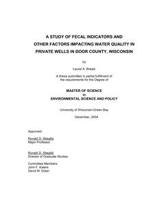 A study of fecal indicators and other factors impacting water quality in private wells in Door County, Wisconsin