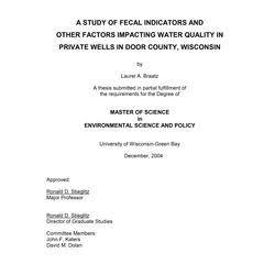 A study of fecal indicators and other factors impacting water quality in private wells in Door County, Wisconsin