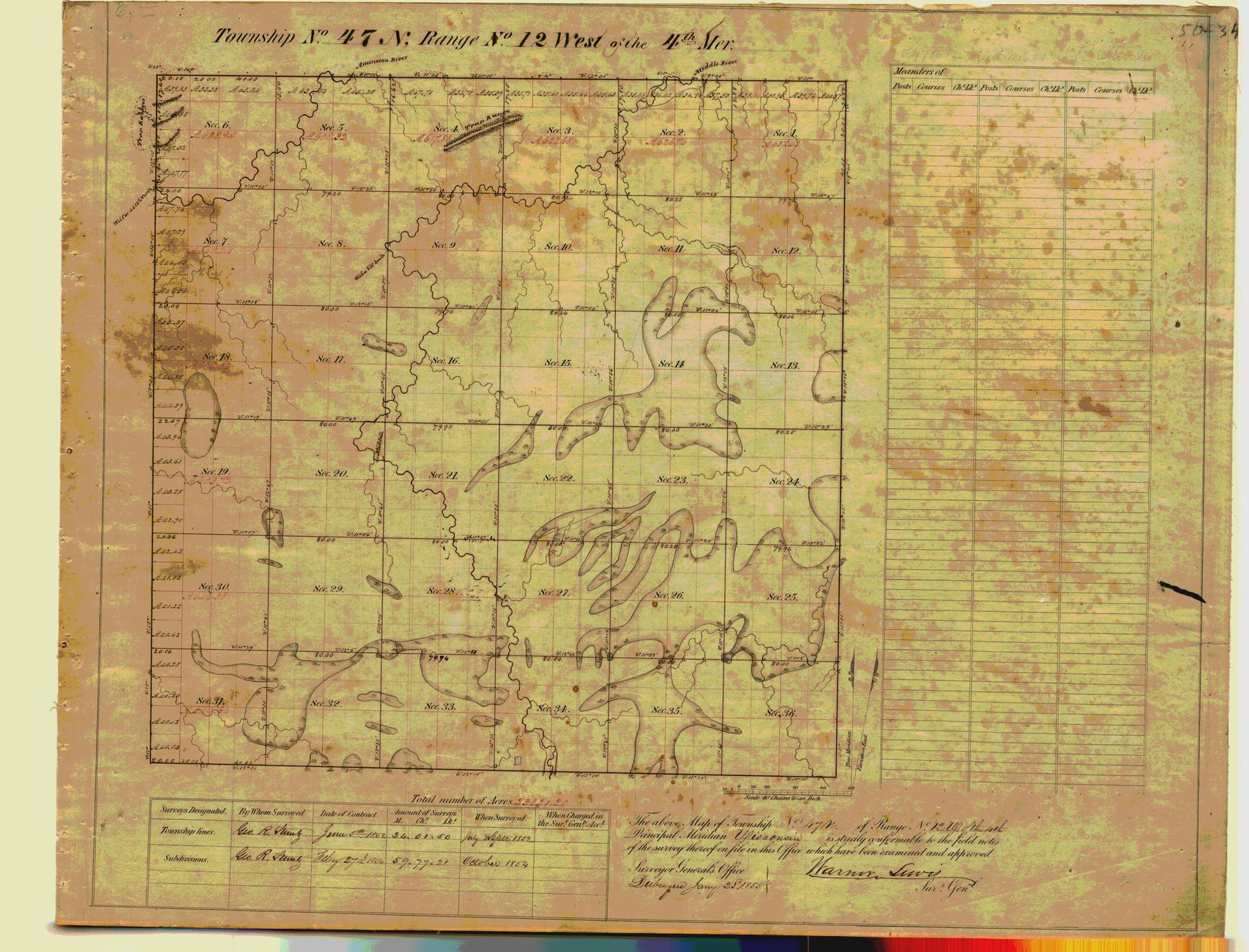 [Public Land Survey System map: Wisconsin Township 47 North, Range 12 West]
