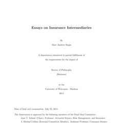 Essays on Insurance Intermediaries