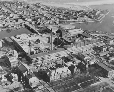 Aerial view of Hamilton Manufacturing Company looking east