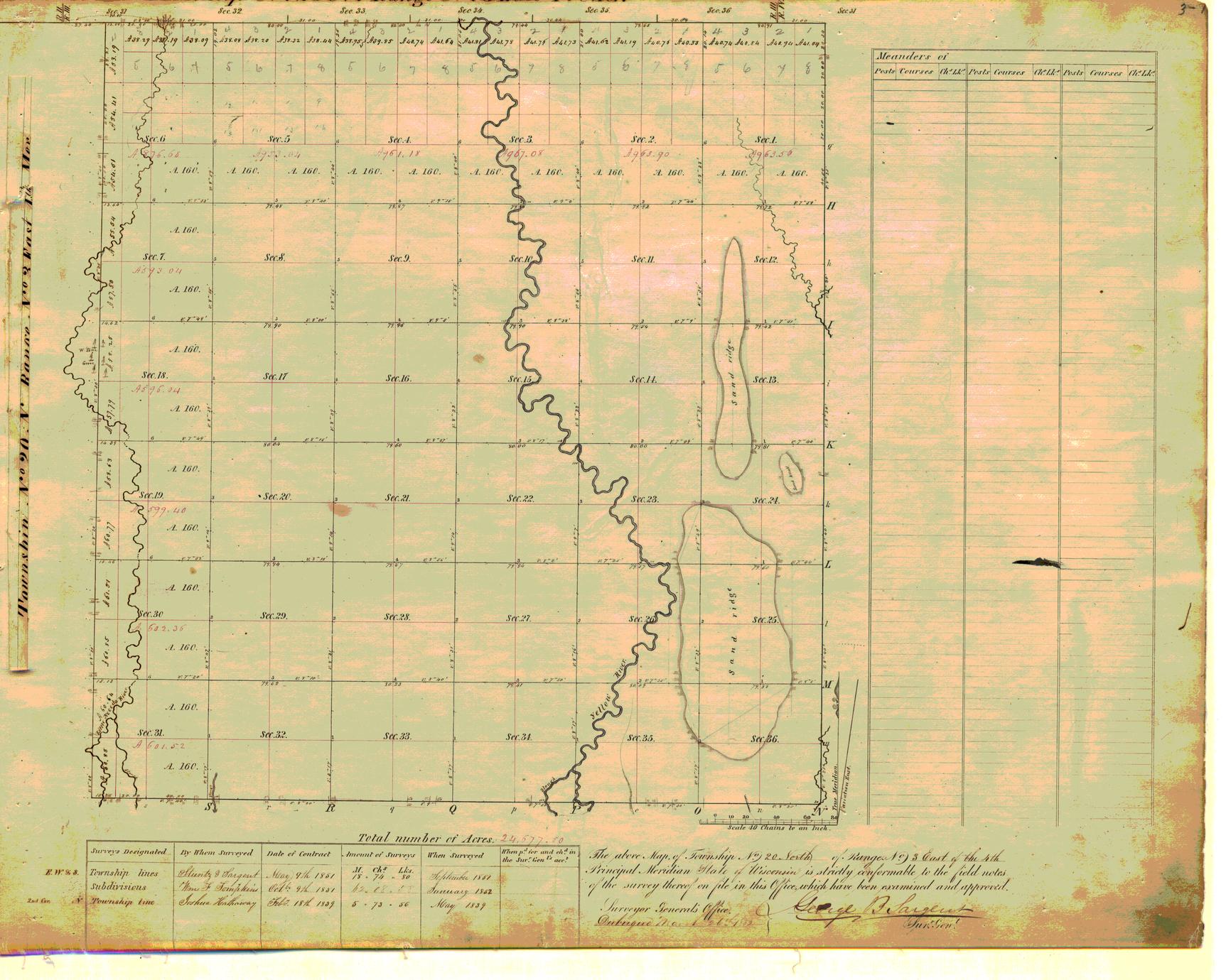 [Public Land Survey System map: Wisconsin Township 20 North, Range 03 East]