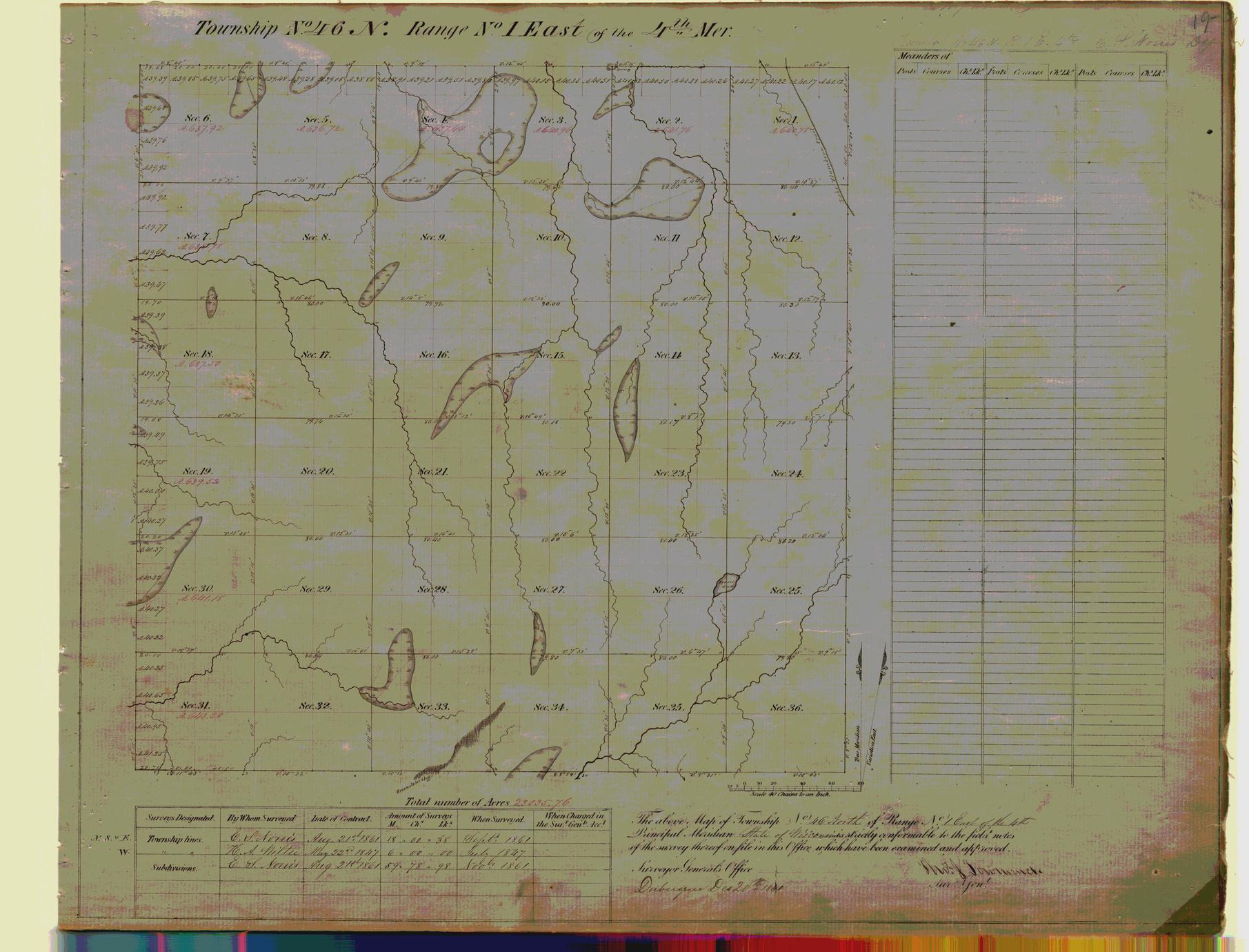 [Public Land Survey System map: Wisconsin Township 46 North, Range 01 East]