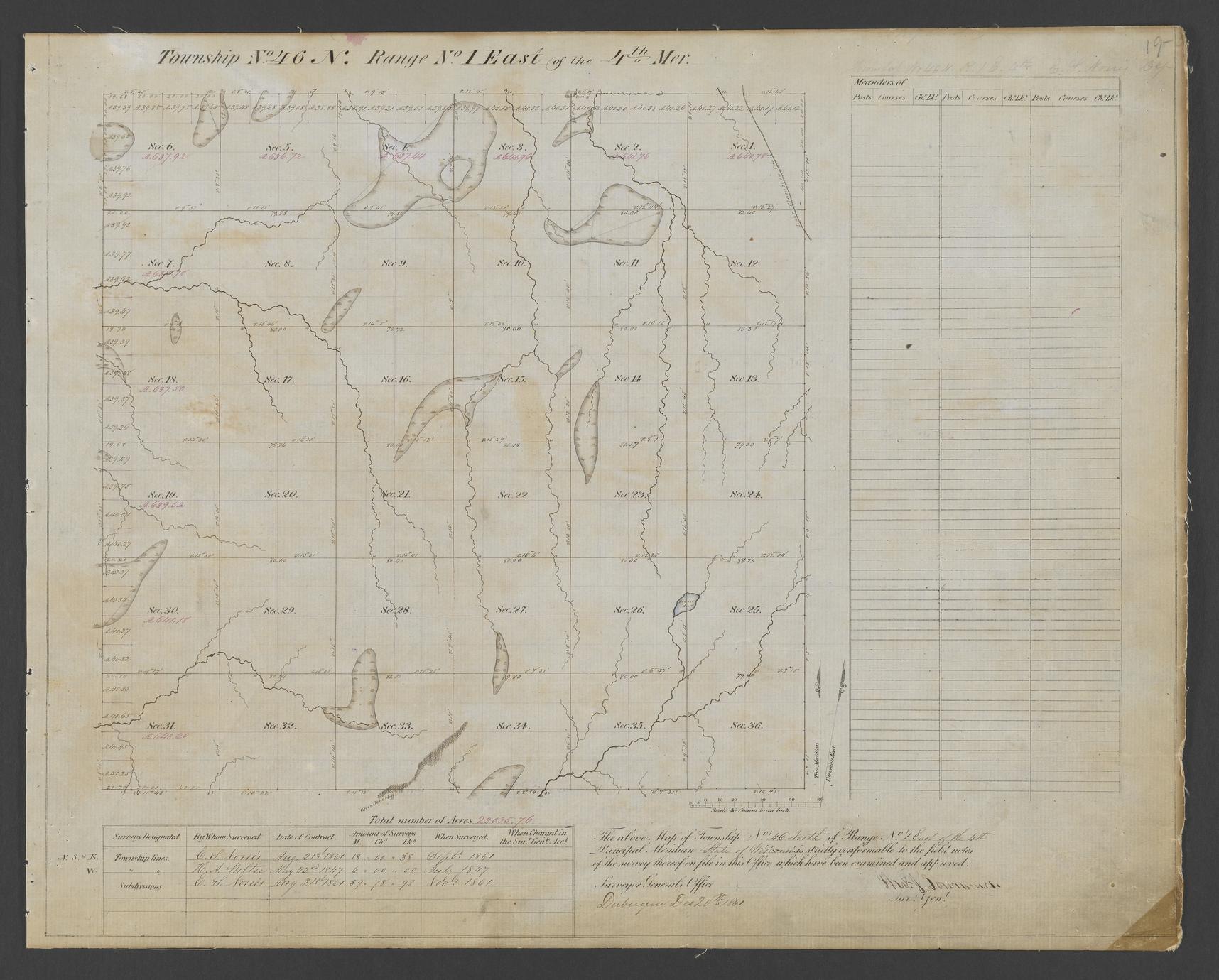 [Public Land Survey System map: Wisconsin Township 46 North, Range 01 East]