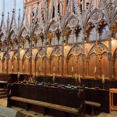 Winchester Cathedral interior choir stalls