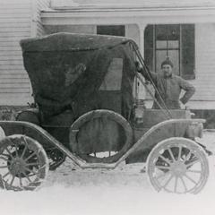 Man with old car