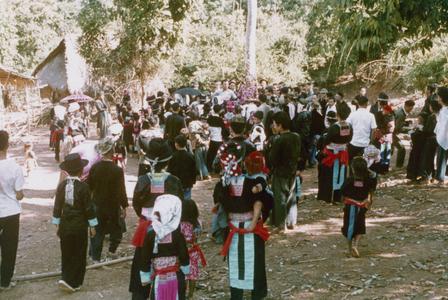 Hmong villagers at Nam Phet welcoming guests in Houa Khong Province