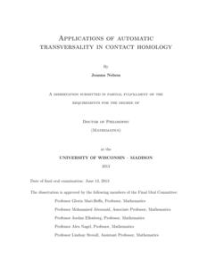 Applications of automatic transversality in contact homology