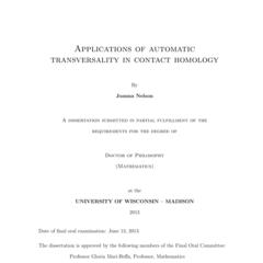 Applications of automatic transversality in contact homology
