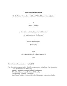Benevolence and Justice: On the Role of Benevolence in Liberal Political Conceptions of Justice