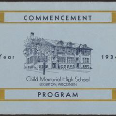 Commencement program : Child Memorial High School, Edgerton, Wisconsin, year 1934