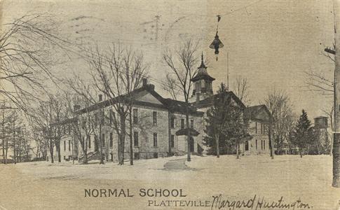 Platteville Normal School building in winter
