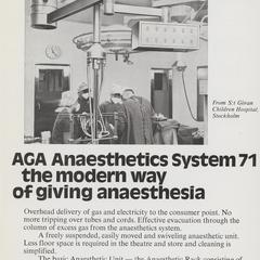 AGA Anaesthetics System 71 advertisement