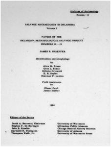 Salvage archaeology in Oklahoma. Volume 2, Papers of the Oklahoma Archaeological Salvage Project, numbers 18-21