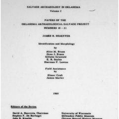 Salvage archaeology in Oklahoma. Volume 2, Papers of the Oklahoma Archaeological Salvage Project, numbers 18-21