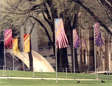 Banners at foot of Bascom Hill