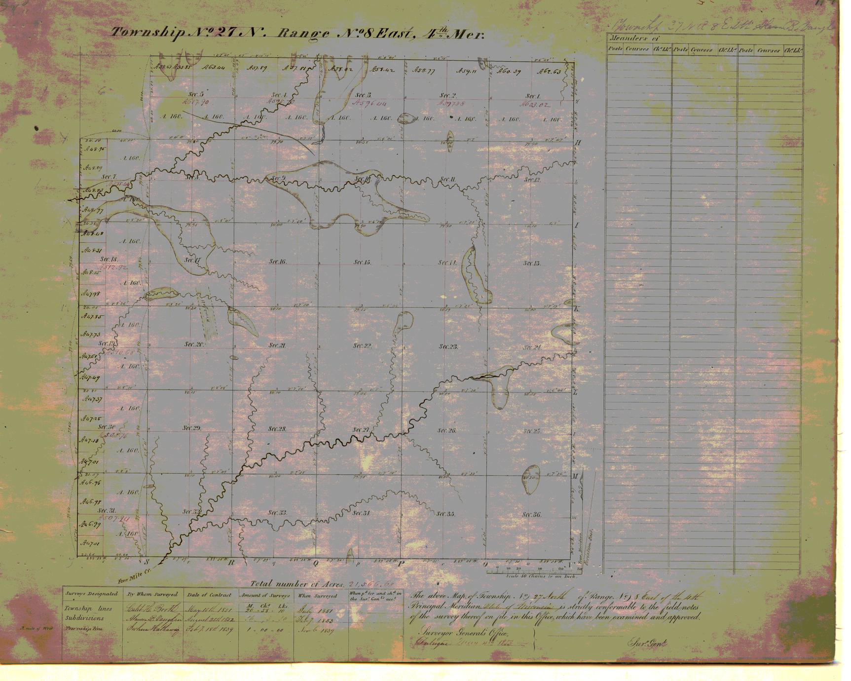 [Public Land Survey System map: Wisconsin Township 27 North, Range 08 East]