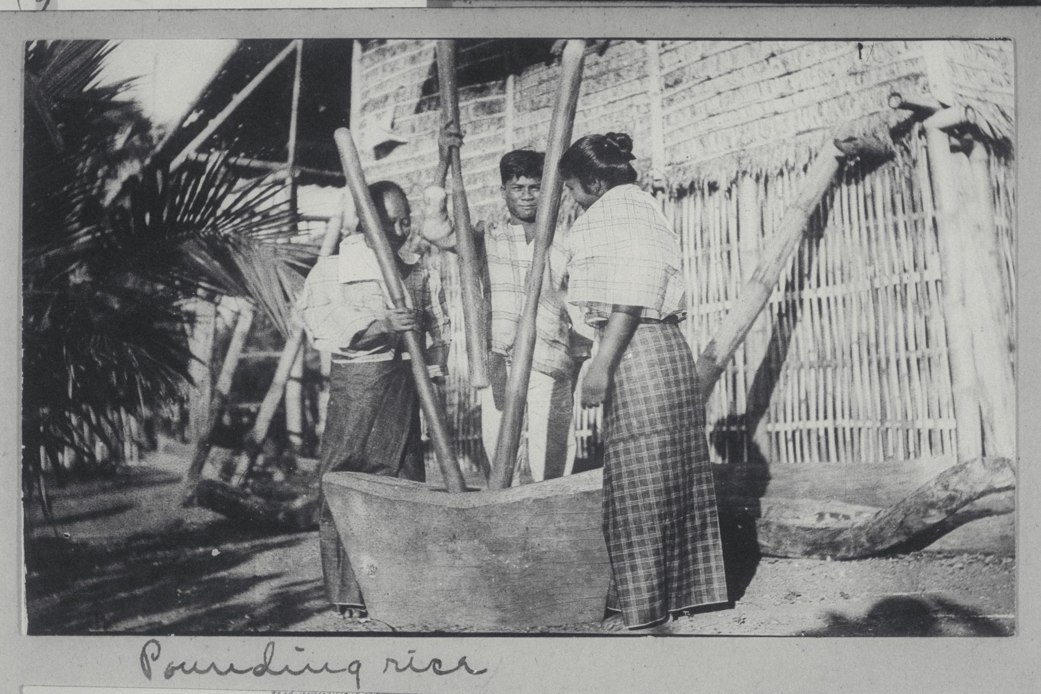 ‎three Filipinos Pounding Rice Uwdc Uw Madison Libraries