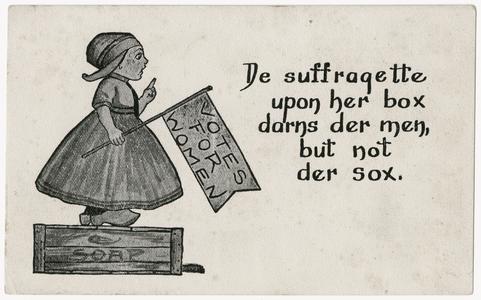 De suffragette upon her box, suffrage postcard