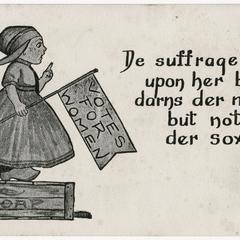 De suffragette upon her box, suffrage postcard
