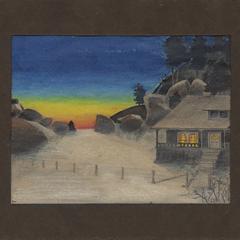 Original crayon/ink drawing by AL of Forest Service house at Tres Piedras, New Mexico, ca. 1911