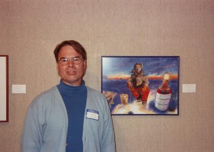 Steve Fleming and work at Alumni Art Show