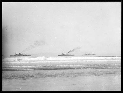 Warships in front of hotel