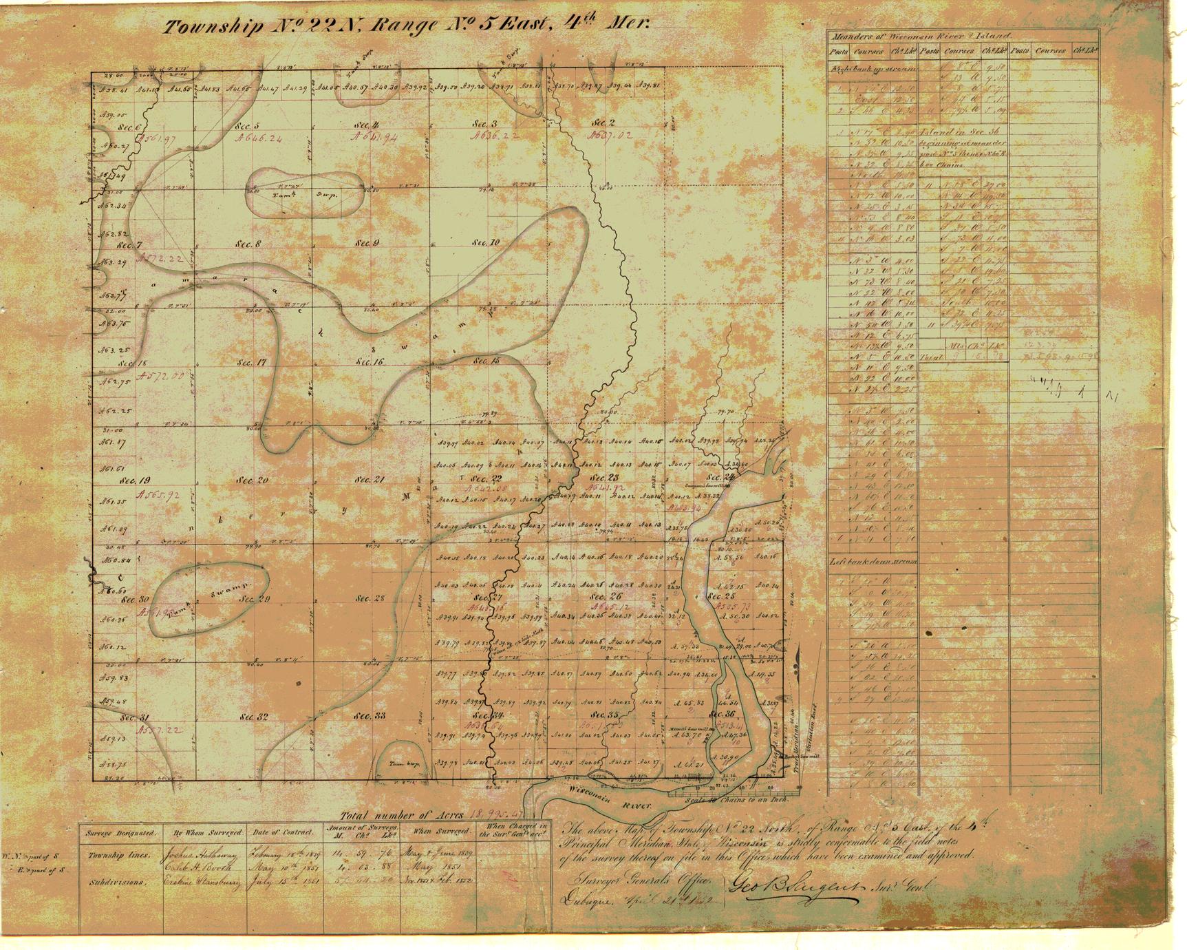 [Public Land Survey System map: Wisconsin Township 22 North, Range 05 East]