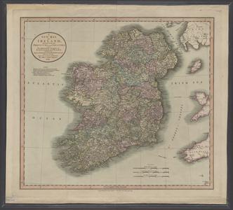 A new map of Ireland divided into provinces and counties  : also the opposite coasts of Scotland and Wales shewing the several ports from whence the packets depart for Ireland from the latest authorities