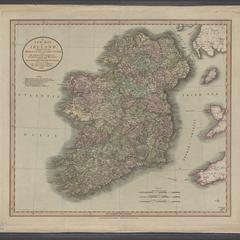 A new map of Ireland divided into provinces and counties  : also the opposite coasts of Scotland and Wales shewing the several ports from whence the packets depart for Ireland from the latest authorities