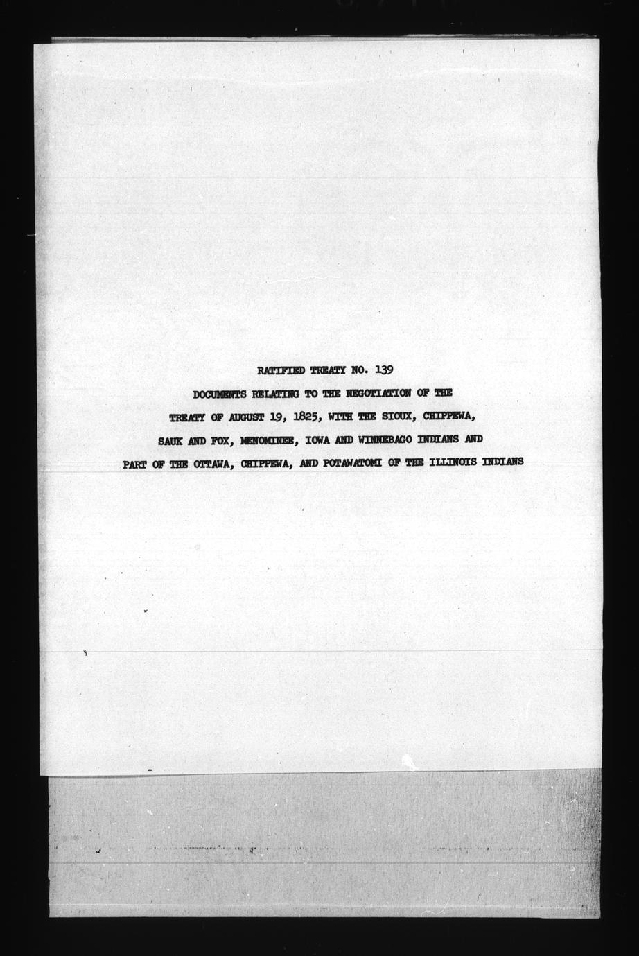 Ratified Treaty No. 139, Documents Relating To The Negotiation Of The ...